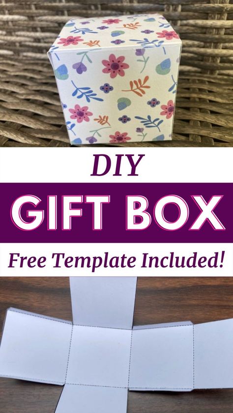 Diy Gift Box With Lid, Mini Gift Box Template, How Do You Make A Box Out Of Paper, Diy Box Gift How To Make, Paper Gift Boxes Diy Free Printable, Box Patterns Templates Free Printable, Diy Box Template Free Printable, Fold Paper Box Easy, Make Gift Boxes Diy Projects