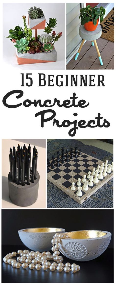 15 Easy DIY Cement and Concrete Projects via TheKimSixFix.com Get your hands dirty with these easy to make concrete and cement DIY projects. Perfect for beginners Diy Cement, Cement Diy, Concrete Diy Projects, Cement Art, Concrete Crafts, Concrete Projects, Diy Simple, Cement Crafts, Concrete Art