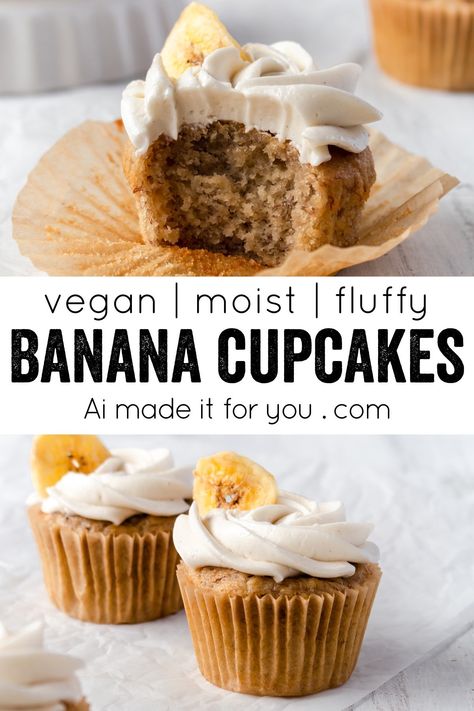 Banana Cupcakes Easy, Easy Banana Cupcakes, Vegan Nibbles, Vegan Cupcake Recipes, Vegan Cupcake, Semolina Pudding, Cupcakes Easy, Unleavened Bread, Sorority Poses