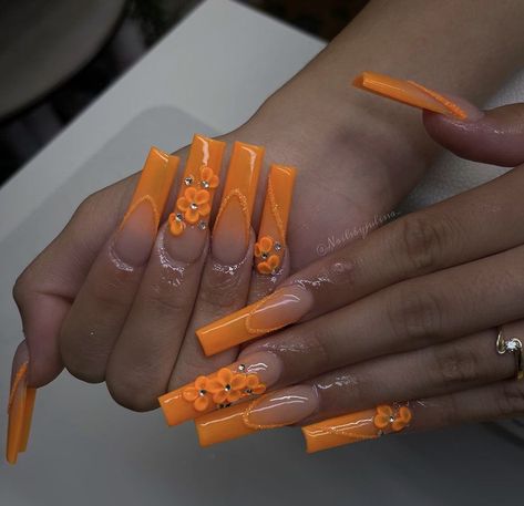 Acrylic Nails Yellow, Orange Acrylic Nails, Orange Nail Designs, Nails Yellow, Graduation Nails, Formal Nails, Blush Nails, Pretty Nail Art Designs, Short Square Acrylic Nails