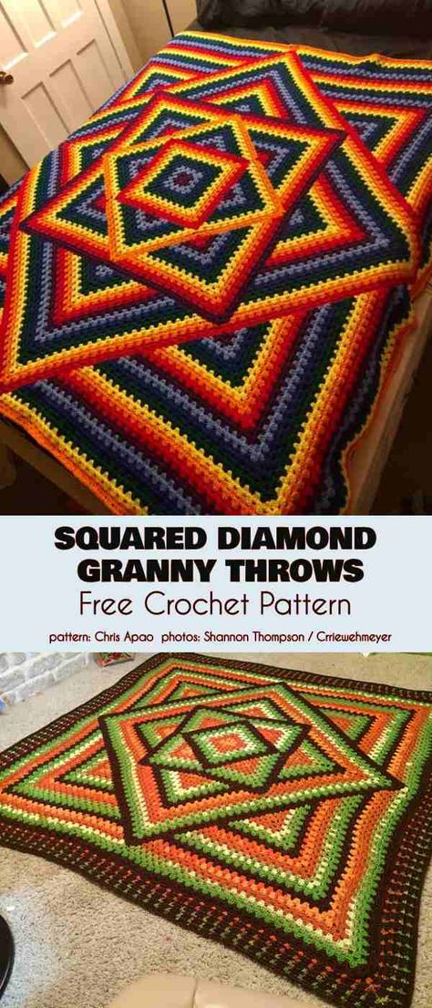 Motifs Afghans, Advanced Crochet Stitches, Motifs Granny Square, Zig Zag Crochet, Crochet Throw Pattern, Crochet Afghan Patterns Free, Crocheted Blanket, Confection Au Crochet, Crochet Blanket Designs