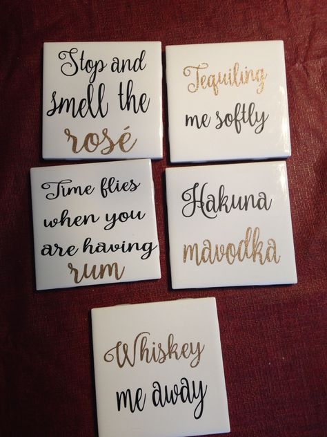 I can make coasters with any design/quote you would like on them in any color(s) Ceramic Tile Crafts, Diy Coasters Tile, Coasters Diy, Coaster Crafts, Tile Crafts, Diy Cans, Diy Coasters, Tile Coasters, Diy Cricut