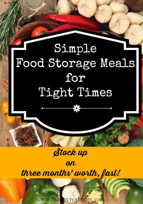 When times get tough and budgets get short, Moms take care of their families by storing extra food to make sure they won't go hungry. Here are Simple Food Storage Meals for you! Preppers Food Storage, Food Storage Ideas, Prepper Food, Emergency Preparedness Food, Emergency Food Storage, Canned Food Storage, Long Term Food Storage, Emergency Preparation, Simple Food