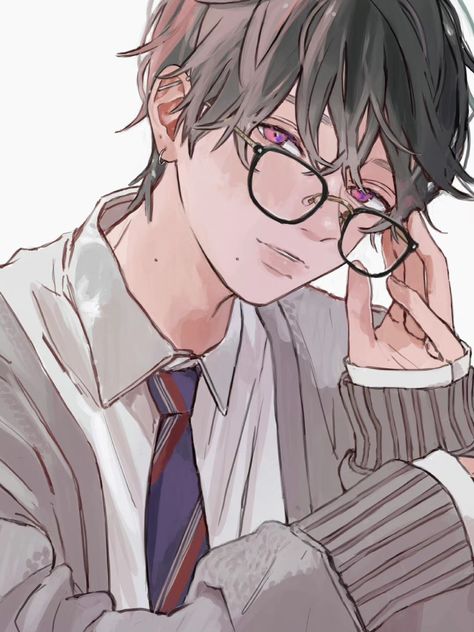 Manga Watercolor, Boy Icon, Cartoon Body, Nerd Glasses, Cute Anime Guys, Aesthetic Anime, Art Style, Anime Boy, Anime Guys