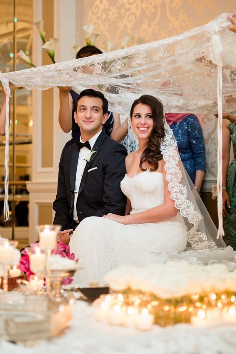 Love this beautiful Persian wedding--their sofreh aghd was gorgeous! | Photograph by Lisa Boggs Photography Nikah Ideas, Persian Weddings Sofreh Aghd, Iranian Wedding, Wedding Ambiance, Floral Arch Wedding, Afghan Wedding, Persian Wedding, Fairmont Hotel, Travel Theme Wedding