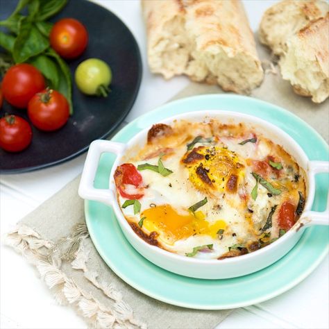 Caprese Style Baked Eggs – The Fountain Avenue Kitchen Caprese Eggs, Baked Caprese, Rich Breakfast, Easy High Protein Meals, Easy Protein, Food Innovation, Breakfast Goodies, Egg Dishes, Fast Healthy Meals