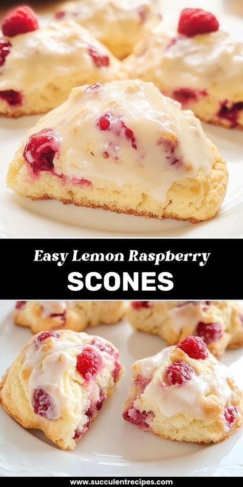 Indulge in these Light and Fluffy Easy Lemon Raspberry Scones, bursting with fresh flavors! Perfect for breakfast or an afternoon treat, these scones combine tangy lemon and sweet raspberries for a delightful bite. Raspberry Almond Scones, Afternoon Tea Recipes Sweet, Breakfast Baked Goods Recipes, Fresh Raspberries Recipes, Raspberry Scones Recipe Easy, Soft Scones Recipe, Scones Recipe Easy 3 Ingredients, Scone Recipe Easy, Raspberries Desserts