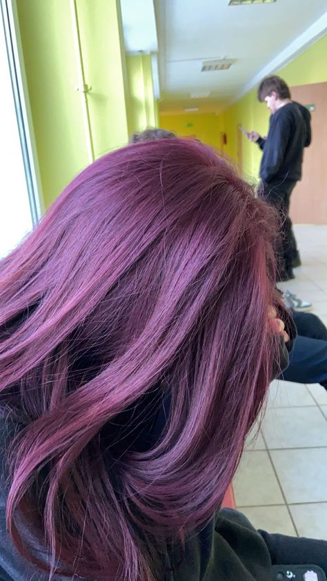 💕 Fuscia Highlights In Brown Hair, Ultraviolet Hair Color, Maroon Purple Hair, Purple Aesthetic Hair, Purple Hair Brown Skin, Dark Blue Purple Hair, Different Shades Of Purple Hair, Grape Hair Color, Deep Violet Hair Color