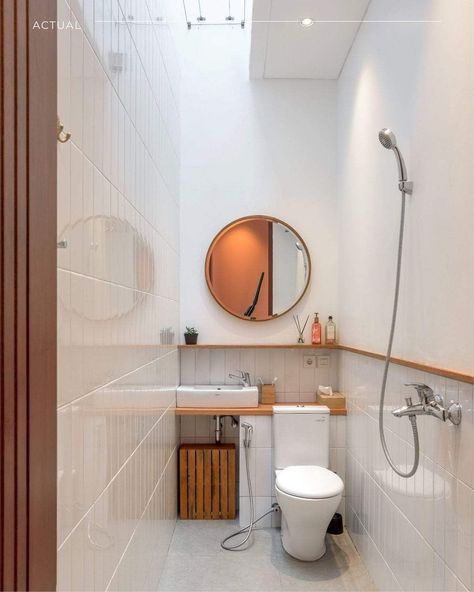 "Step into sophistication with the Umbra Hub Wall Mirror for your bathroom. This sleek and stylish mirror not only reflects your image but also adds a touch of timeless elegance to your space. Crafted with precision, its contemporary design seamlessly blends with any decor, transforming your bathroom into a haven of refined beauty. #homedecor #bathroomideas #interiorDesign Cluttered Bathroom, Small Bathroom Plans, Minimalist Toilets, Bathroom Remodel Small Diy, Small Space Bathroom Design, Makeover Kamar Mandi, Bathroom Layout Ideas, Small Master Bath, Toilet And Bathroom Design