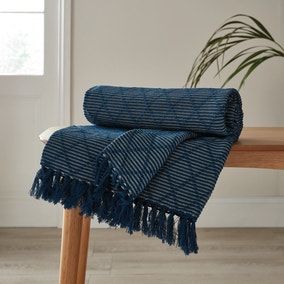 Macrame Natural 130cm x 180cm Throw | Dunelm Grown Up Bedroom, Navy Throw, Boho Blanket, Blue Rooms, Blue Blanket, Blanket Sizes, Flame Retardant, Sofa Throw, Upholstered Furniture