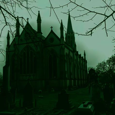 Green Green Victorian Aesthetic, Gothic Green Aesthetic, Green Gothic Aesthetic, Green Vampire Aesthetic, Gothic Architecture Aesthetic, Green Cathedral, Vampire Aesthetics, Dark Academy Aesthetic, Slytherin Vibes