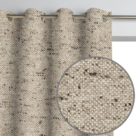 Ezra Tweed Faux Wool Burlap Texture Curtain Panel — Shop Decorator Tweed Curtains, Beige Room, Brown Rooms, Drapery Designs, Neutral Room, Blue Curtains, Curtain Texture, Drapery Rods, Blackout Drapes