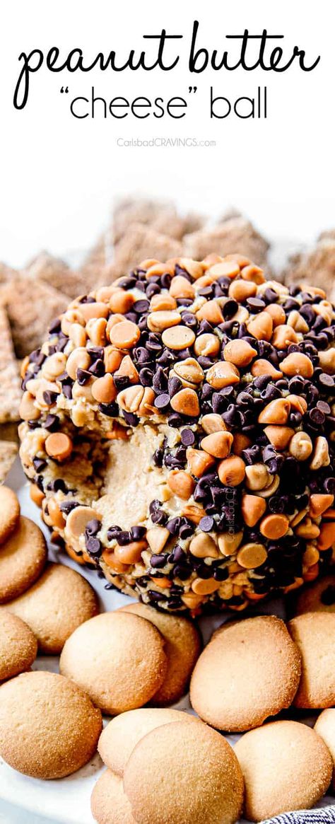 Peanut Butter Ball (make ahead, freezer friendly) - Carlsbad Cravings Peanut Butter Cheese Ball, Peanut Butter Ball, Peanut Butter Balls Easy, Easy Delicious Appetizers, Cream Cheese Ball, Peanut Butter Balls Recipe, Thanksgiving Appetizer Recipes, Carlsbad Cravings, Chocolate Heaven