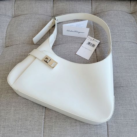 Salvatore Ferragamo vintage leather handbag Vintage Ferragamo, Salvatore Ferragamo Bags, Vintage Leather Handbag, Ferragamo Handbags, White Shoulder Bag, Leather Silver, Leather Handbag, Vintage Leather, Salvatore Ferragamo