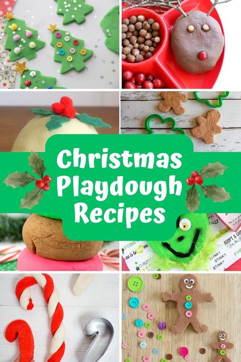 Get creative this Christmas with these festive playdough recipes! This curated list of Christmas playdough recipes features common holiday scents and colors to delight your little ones' senses. Not only will they have a blast with sensory play and fine motor skills development, but they can also make their own DIY homemade gifts or stocking stuffers. Don't miss out on these fun and engaging hands-on activities for kids! Cinnamon Play Dough, Peppermint Play Dough, Christmas Playdough, Playdough Activities, Playdough Recipe, Recipes For Kids, Homemade Playdough, Christmas Activities For Kids, Holiday Scents