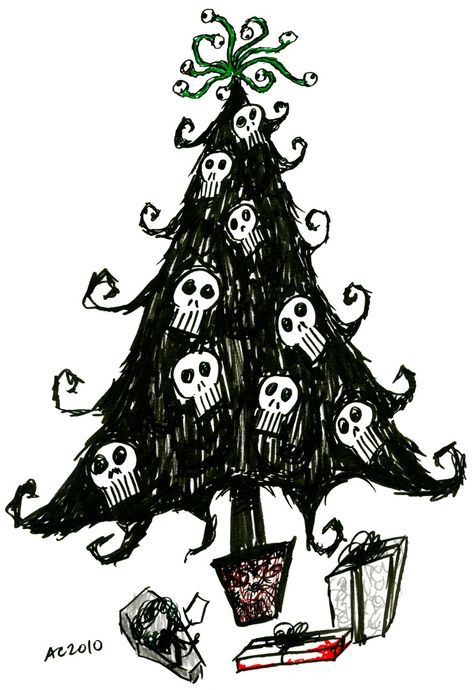 The Spooky Vegan: December 2011 Gothic Christmas Tree, Skull Ornaments, Christmas Classroom Treats, Skull Christmas, Goth Christmas, Scary Christmas, Christmas Horror, Gothic Christmas, Tree Day