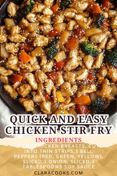 Quick and Easy Chicken Stir Fry Easy Chicken Veggie Stir Fry, Chicken And Stir Fry Vegetables, Chicken And Veg Stir Fry, Chicken Stir Fry With Peppers, Garlic Chicken Stir Fry Recipes, High Protein Chicken Stir Fry, Stirfry Chicken And Vegetables, Low Sodium Chicken Stir Fry, Chicken Stirfry Easy Recipe