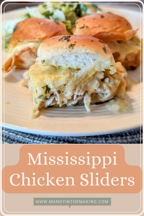 Mississippi Chicken Sliders — Mandy in the Making | Meals & More on YouTube Mississippi Chicken Sliders, Best Sliders, Mandy In The Making, Crockpot Beef And Broccoli, Sliders Recipes Chicken, Mississippi Chicken, Slow Cooker Freezer Meals, Chicken Sliders, Hawaiian Rolls