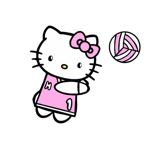 Hello Kitty Volleyball Pfp, Hello Kitty Playing Volleyball, Hello Kitty Volleyball, Volleyball Pfp, Ballerina Coloring, Volleyball Drawing, Volleyball Motivation, Ballerina Coloring Pages, Volleyball Posters