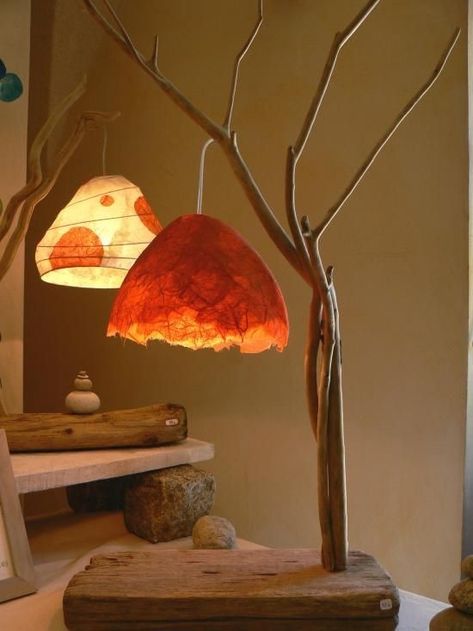 Luminaria Diy, Lamp Makeover, Diy Lampe, Diy Lamp Shade, Light Sculpture, Creative Lighting, Driftwood Art, Diy Lamp, Neutral Decor