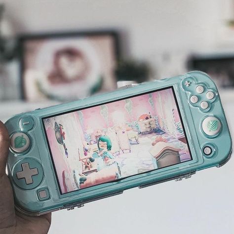 Nintendo Lite Aesthetic, Switch Aesthetic, Nintendo Lite, Turquoise Aesthetic, Clear Phone Case Design, Cozy Gaming, Aesthetic Objects, Retro Gadgets, Nintendo Switch Accessories