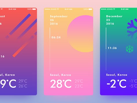 Weather UI Concept by jeans #Design Popular #Dribbble #shots Weather Ui, Ui App Design, Application Ui Design, Interaktives Design, Ui Design Mobile, Idle Game, Web Design Mobile, Gui Design, 타이포그래피 포스터 디자인