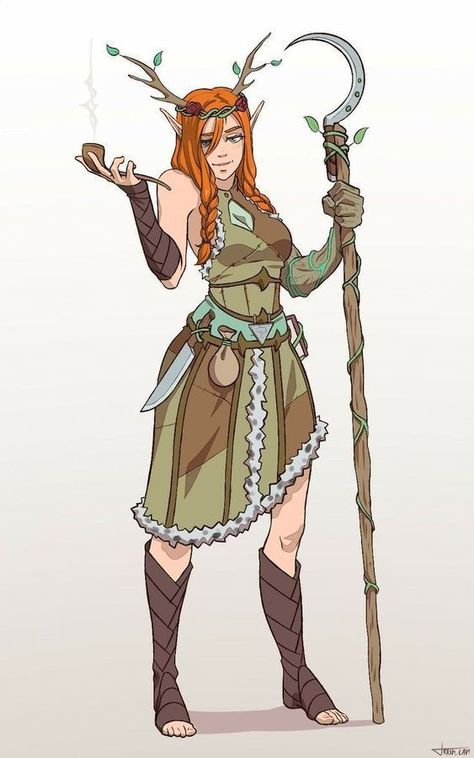 Druid Dnd Character Concept, Dryad Dnd, Dryad Character Design, Druid Character Design, Dryad Art, Dnd Druid, Dnd Elves, Elf Druid, Female Elf