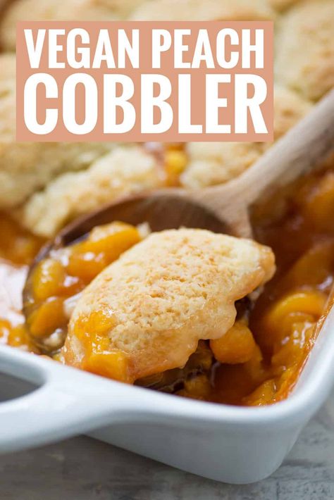 Vegan Peach Cobbler! The BEST summer dessert. Fresh peaches topped with vegan cobbler. If you have extra peaches lying around, then you've gotta make this recipe! #peaches #dessert #dessertrecipe #vegandessert #veganrecipe #cobbler | www.delishknowledge.com Extra Peaches, Peaches Dessert, Vegan Cobbler, Oreo Trifle, Vegan Peach Cobbler, Healthy Vegan Dessert, Best Summer Desserts, Vegan Peach, Cheesecake Vegan