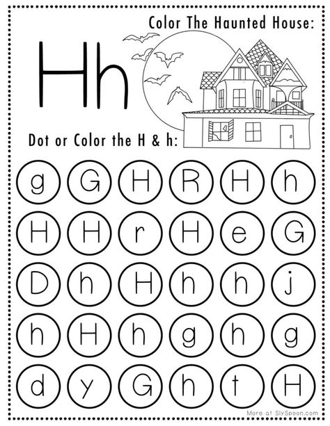 H Preschool Worksheets, Preschool Letter H Activities, H For Halloween, Letter H Preschool Activities, Language Arts Preschool, Letter H Activity, Letter H Preschool, Letter H Worksheet, Letter H Activities For Preschool