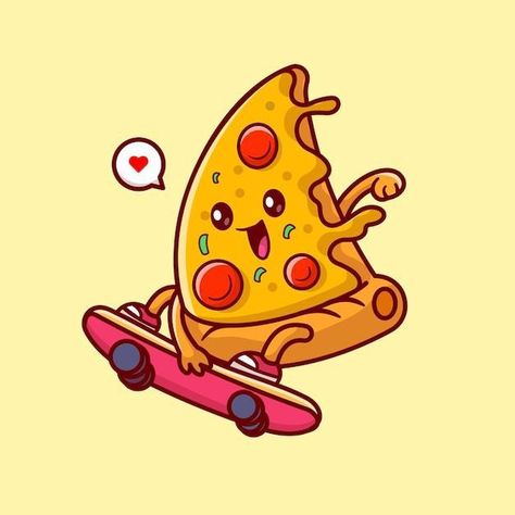 Pizza Cartoon Illustrations, Pizza Art Illustration, Cute Pizza Drawing, Pizza Mural, Pizza Vector Illustration, Pizza Doodle, Pizza Character, Skateboard Cartoon, Engineer Cartoon