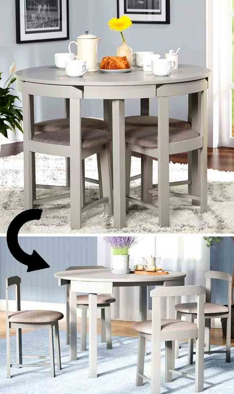 Furniture For Small Spaces – Tables, Chairs and Beds | https://www.godownsize.com/furniture-for-small-spaces/ Dining Table Small Space, Small Dining Sets, Small Kitchen Tables, Table For Small Space, Versatile Furniture, Diy Kitchen Storage, Small Dining Table, Small Dining, Small Tables