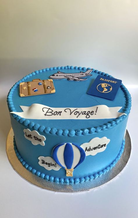 Goodbye Cake, Bon Voyage Cake, Cake Serving Chart, Airplane Birthday Cakes, Farewell Cake, Bon Voyage Party, Cake Design For Men, Cake Decorating Books, Happy Anniversary Cakes