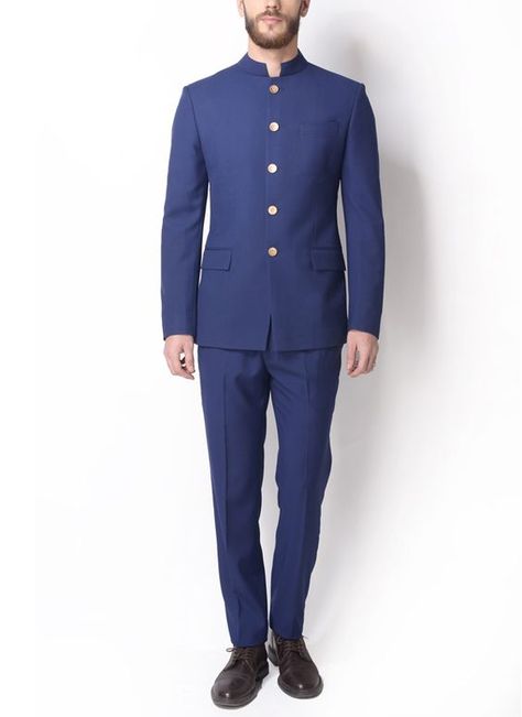 Men's bespoke bandhgala jacket Blue Bandhgala, Prince Suit, Jodhpuri Suit, Prince Coat, Groom Dress Men, Wedding Dresses Men Indian, Blazer Outfits Men, African Wear Styles For Men, Slim Fit Suit Men