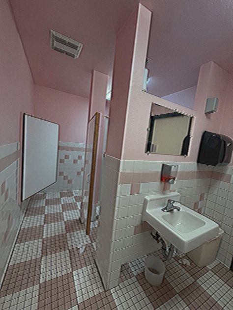 Hospitalcore Aesthetic, Ladies Restroom, Liminal Space, Dreamcore Weirdcore, Strange Places, Cute Bedroom Decor, Weird Dreams, Pink Bathroom, Feel Inspired