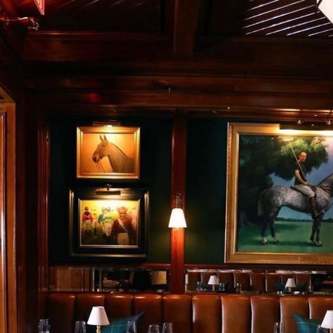 The Polo Bar on Instagram: "From The Polo Bar Art Collection— John Wodehouse on his Polo Pony by Kenneth Hauff. Oil on canvas details the walls of #ThePoloBar accompanied by Henry Koehler and Mabel Hollams." Corner Booth, Polo Bar, Nyc Travel Guide, Nyc Bars, New York Travel Guide, Nyc Aesthetic, Polo Pony, Restaurant Menu Design, Architecture Poster