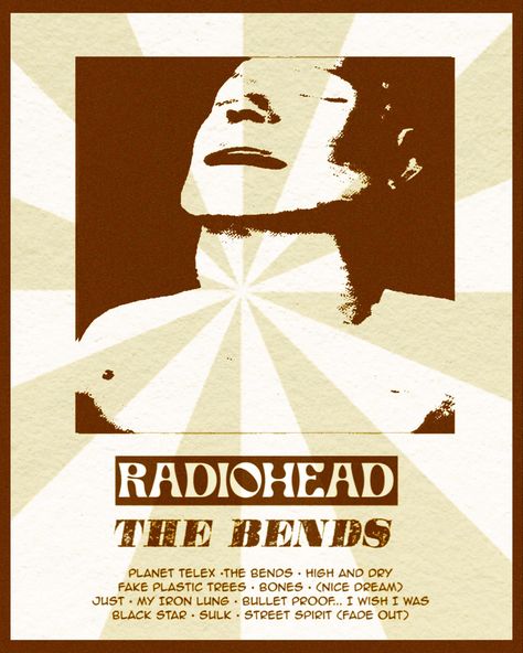 Radiohead The Bends Poster, Radiohead Stencil, The Bends Poster, Radiohead Poster Vintage, Homemade Posters, Radiohead Poster, Radiohead Albums, Radiohead The Bends, Dorm Prints