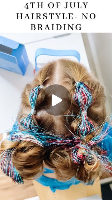 Lauren Reed on Instagram: "Part 2- Fourth of July Hairstyle!! 💙❤️🤍So many of you said you cant braid or that your hair is too short, so here’s another option!!💙 It’s just as cute, but way more simple! Thank you all SO much for your love on the first video!  For everyone who has been asking, I linked the tinsel and the hair styling cream in my stories!!  Also @yotoplay_us for the win here to keep my girls entertained while I do their hair!   #fourthofjuly #july4th #hairstyle #cutehairstyles #hairstylesforkids #hairtinsel #fairyhair #momlife #part2" Girls Fourth Of July Hairstyles, Toddler Fourth Of July Hair, July 4th Hairstyles For Kids, 4th Of July Kids Hairstyles, Fourth Of July Hair Tinsel, 4th Of July Girls Hair, Girls 4th Of July Hairstyles, 4th Of July Toddler Hair, 4th Of July Hair Tinsel