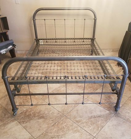 Antique Cast Iron Bed Frame: Identification and Value Guide Painted Iron Beds, Cast Iron Bed Frame, Full Size Bed Headboard, Iron Twin Bed, Cast Iron Bed, Bed Frame Hardware, Wrought Iron Bed Frames, Antique Iron Beds, Cast Iron Beds