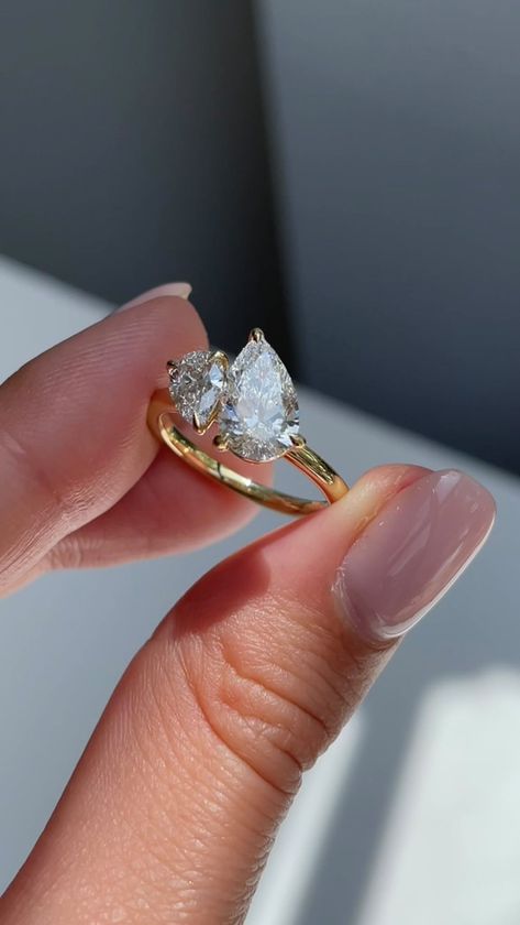 Cullen Jewellery | Custom Engagement Rings | This ring goes viral every time we post it🤍 This gorgeous Toi et Moi engagement ring features two pear-cut stones side by side, with a… | Instagram Twin Engagement Rings, Double Rock Engagement Ring, Engagement Ring 2 Stone, Two Stones Engagement Ring, Toi At Moi Ring, Engagement Rings With Two Stones, Engagement Rings 2 Stone, Engagement Rings Multiple Stones, Engagement Rings Double Stone