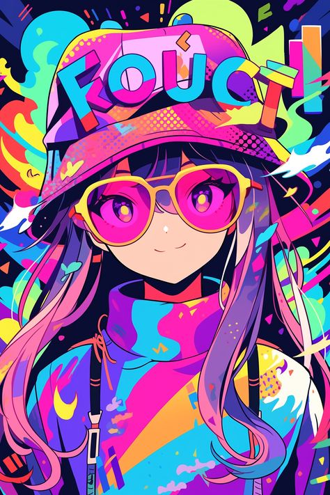 Neon Oc, Neon Pop Art, Hat And Sunglasses, Magic Drawing, Street Fighter Art, Rap Albums, Graphic Tshirt Design, Wearing A Hat, Neon Art