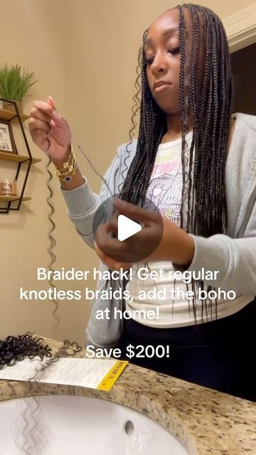 How To Add Curly Hair For Boho Braids, Diy Boho Knotless Braids, How To Refresh Boho Knotless Braids, How To Add Boho Curls To Braids, How To Add Curls To Knotless Braids, How To Do Boho Knotless Braids, How To Do Boho Braids, Diy Boho Braids, Refresh Knotless Braids