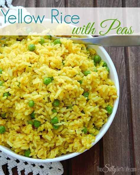 Yellow Rice with Peas recipe #STAROliveOil #shop #cbias Rice With Peas, Curried Chicken, Peas Recipe, Vegan Rice, Risotto Recipe, Yellow Rice, Rice And Peas, Pea Recipes, Wal Mart