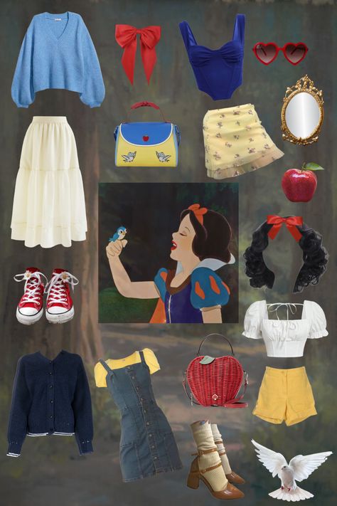 Modern Princess Outfits, Disney Vacation Outfits, Disney Princess Halloween Costumes, Snow White Outfits, Disney Princess Inspired Outfits, Disney Bounding Ideas, Disney Character Outfits, Disney Bound Outfits Casual, Disney Outfits Women