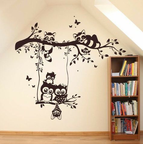 Creative Wall Painting, Wall Sticker Design, Wall Art Diy Paint, Paper Decoration, Diy Wall Painting, Diy Wand, Room Wall Painting, Wall Painting Decor, Family Tree Wall