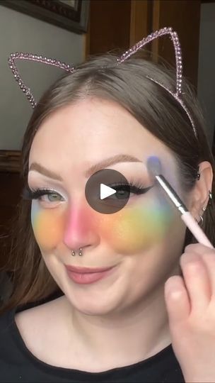 RAINBOW BLUSH 🌈 Should we do more rainbow looks?! ColourPop Fade Into Hue Palette NYX Professional Makeup Epic Wear Liquid Liner White #Makeup #makeuptutorial #makeupideas #beauty #makeupvideos | Breyonna Faye | Breyonna Faye · Original audio Rainbow Blush Makeup, Easy Rainbow Makeup, Colourpop Fade Into Hue, Rainbow Makeup Ideas, Fade Into Hue Palette, Rainbow Blush, Fade Into Hue, Rainbow Goth, Blush Tutorial