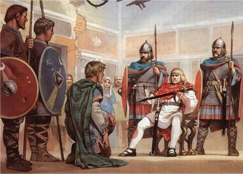 Odoacer: He deposed the very last emperor of Rome in the west and made himself the first King of Italy Norse People, Roi Arthur, Warriors Illustration, Roman Britain, Germanic Tribes, Historical Warriors, Eastern Roman, Empire Romain, Roman Soldiers