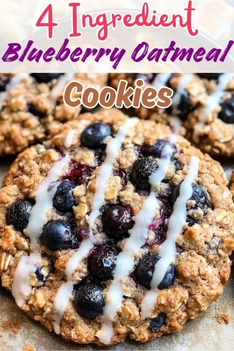 Breakfast Cookies Blueberry, 4 Ingredient Blueberry Oatmeal Cookies, Blueberry Oatmeal Dessert, Blueberry Breakfast Cookies Healthy, Flourless Blueberry Breakfast Cookies, Banana Blueberry Oatmeal Breakfast Cookies, Banana Blueberry Oatmeal Cookies, Oatmeal Blueberry Cookies, Blueberry Recipes Healthy