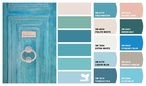 ColorSnap by Sherwin-Williams – ColorSnap by ParkerLane Turkish Tile, Exterior House Colors, Bathroom Renos, Sherwin Williams, Green Bay, Color Pallets, Future House, Fresh Water, House Colors