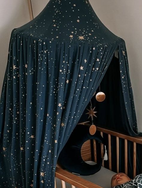 Labrynth Nursery Theme, Whimsigoth Baby Nursery, Night Theme Nursery, Mystical Nursery Theme, Dark Academia Baby Nursery, Night Nursery Theme, Alternative Nursery Ideas, Velaris Nursery, Witchy Baby Nursery