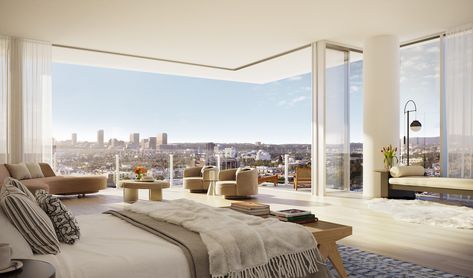 Penthouse for Sale in LA | Four Seasons Private Residences Los Angeles Los Angeles Apartments Luxury, Los Angeles Penthouse Luxury, Los Angeles Bedroom, Penthouse Apartment Bedroom, Los Angeles Condo, Apartment Los Angeles, Los Angeles Penthouse, Penthouse Layout, Luxury Apt